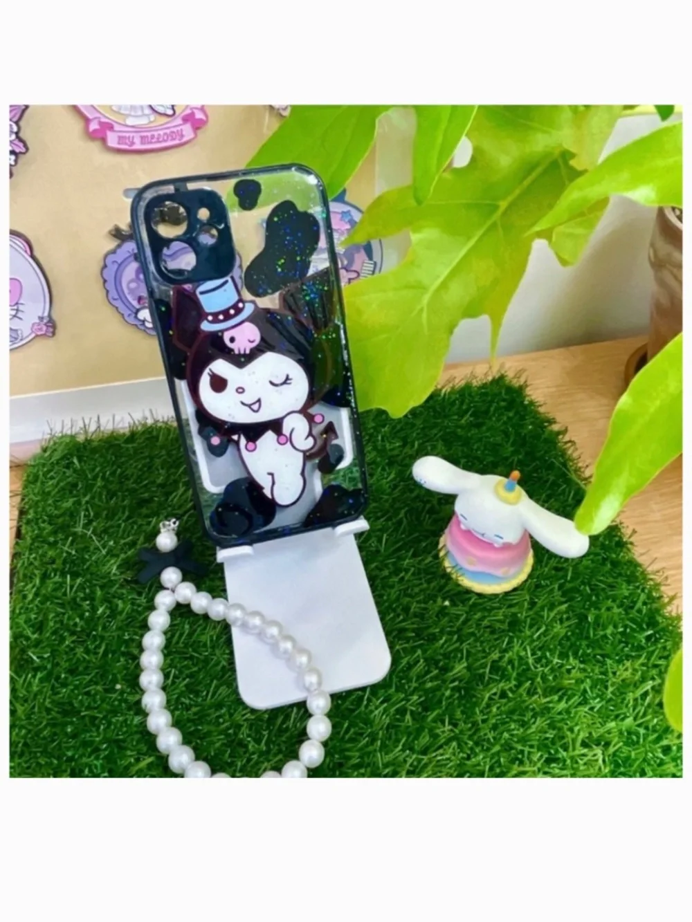 iphone 12 cartoon case,handmade cute case with free gift beads chain